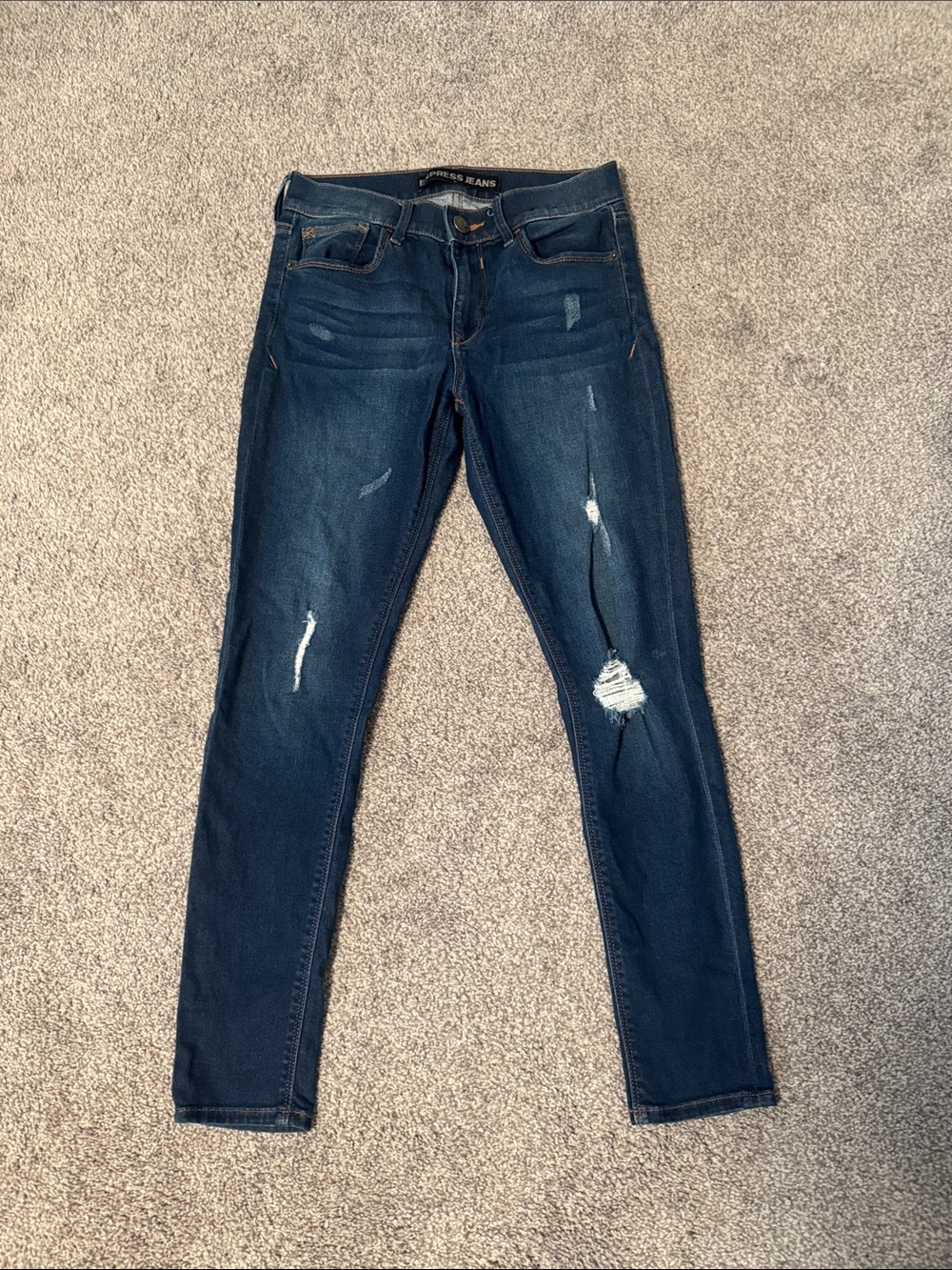Express Dark Blue Ankle Legging Mid Rise Jeans size 4